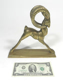 Vintage Brass Big Horn Ram Figurine Sculpture