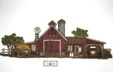 Vintage Burwood Red Barn Farm House Wall Hanging