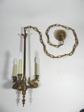 Antique French Empire Bronze Chandelier Swan