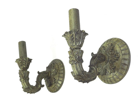 Interior Exterior Wall Sconce Pair Resin Composite Leaf Scroll Ornate Design Contemporary Traditional Indoor Outdoor Light Fixture Architectural Lighting Design