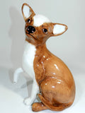 Vintage Life size Sitting Chihuahua Dog Paw Up Ceramic Glazed Handmade Signed NS Tul. Hand Painted Veterinarian Office Dog Decor Mexican Chihuahua Dogs Rescue 