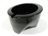 Antique Vintage Viking Art Glass Ashtray Heavy Black Glass 1950's Holds One Cigarette Sleek Modern Slanted Orb Design Three Footed Triangular Base Movie Prop