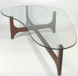 Mid Century Modern Coffee Table Teak Wood Base Kidney Shape Glass Table Top Danish Furniture Scandinavian Design Furniture Designe Adrian Pearsall Vladimir Kagan Illum Wikkelsø Florence Knoll Vintage Antique Reconditioned Teak Table With Glass Top Modernism Home Decor Living Room Den Office Modern Furniture Movie Prop
