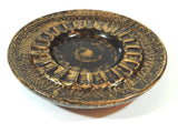 Vintage Antique Round Ceramic Ashtray Hand Painted Black Gold Gilded Sleek Taper Design Smoking Room Ashtrays Cigarettes Cigars Hollywood Regency Atomic Mid Century Modern Toleware Ashtray Tole Ware Ashtray The Smokers Den 24 Divot Cigarette Ashtray