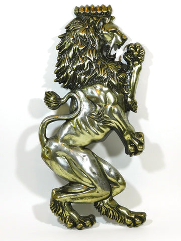 Vintage Rampant Lion Wall Plaque Art Decor Coat Of Arms Scotland Monarchy British Gold Cast Metal Metalware Gate Decor Peugeot Emblem England Symbol Flag Japan 