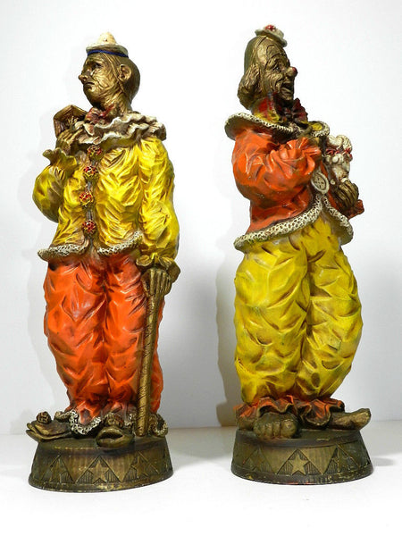 Vintage Universal Statuary Large Clown Statue 1966 Pair